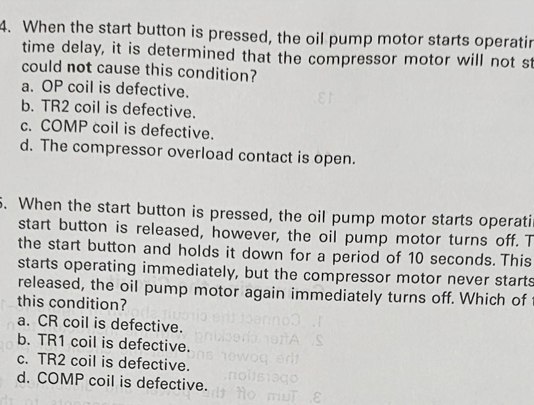 Solved When the start button is pressed, the oil pump motor | Chegg.com