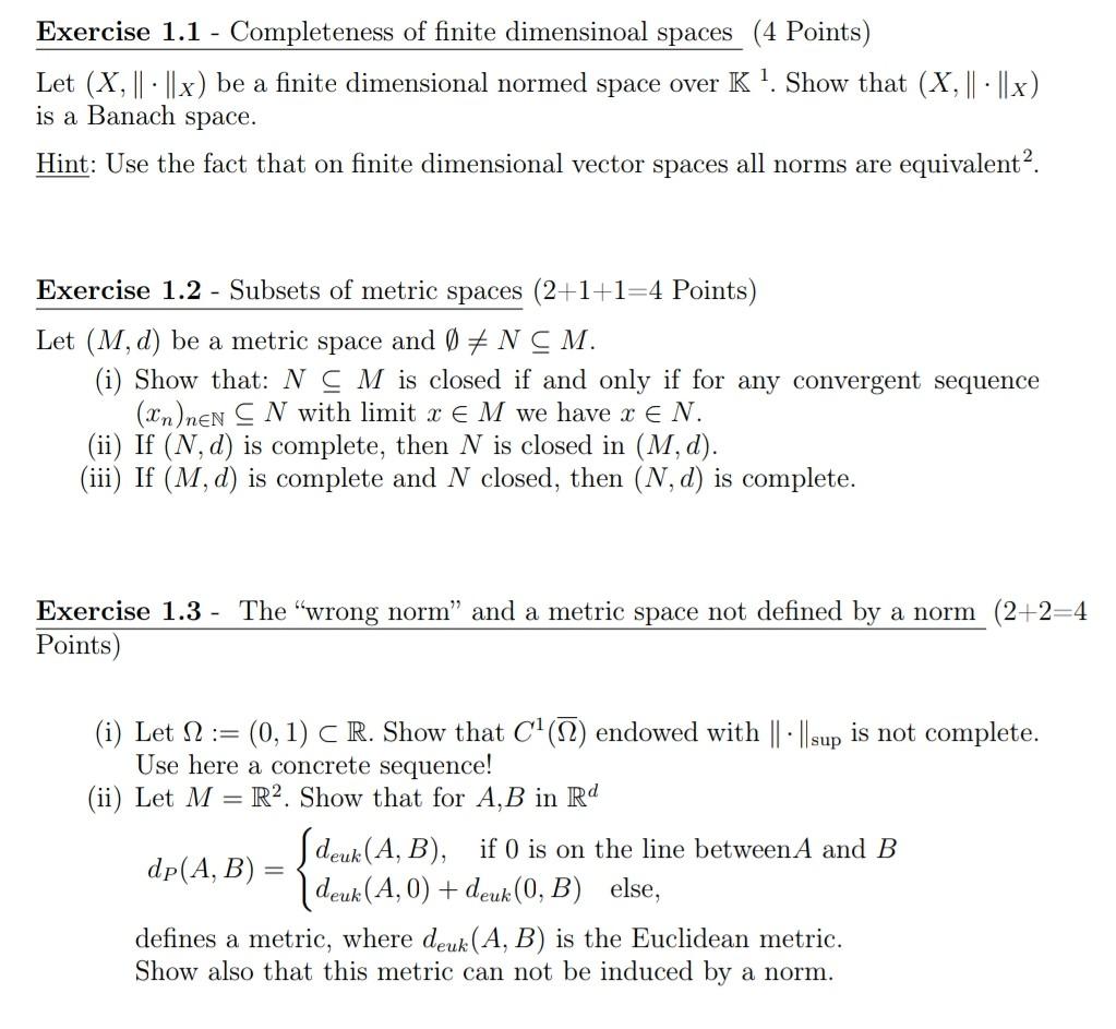 Solved I Give An Example Of A Metric Space M D With Chegg Com