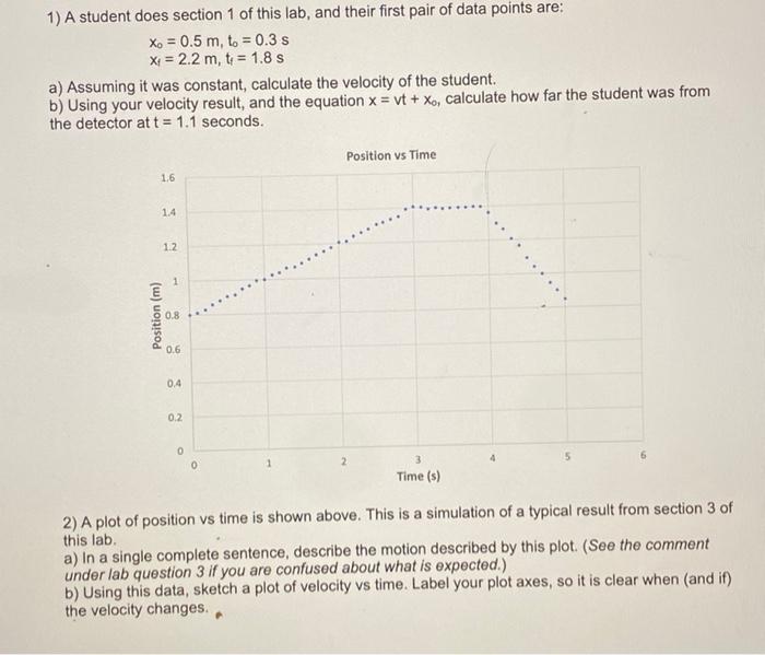 Solved 1) A student does section 1 of this lab, and their | Chegg.com