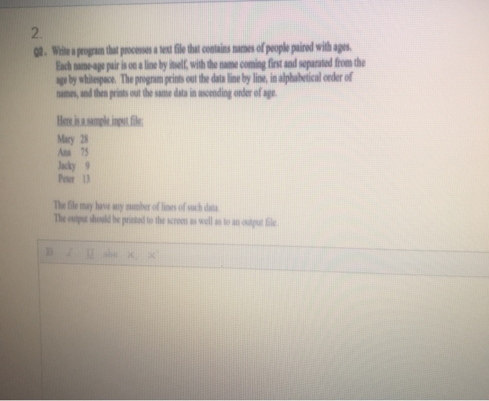 Solved 2. Q2. Write a program that processes a text file | Chegg.com