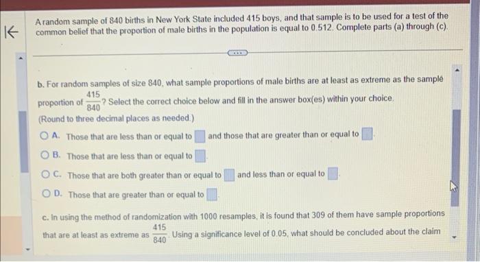 Solved A Random Sample Of 840 Births In New York State | Chegg.com