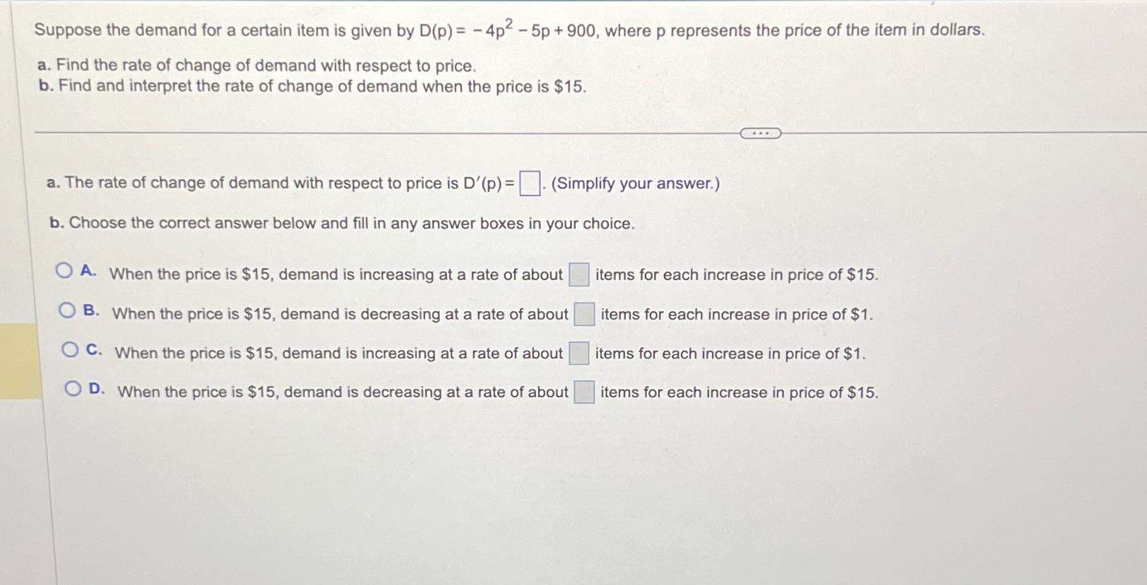 Solved Suppose the demand for a certain item is given by | Chegg.com