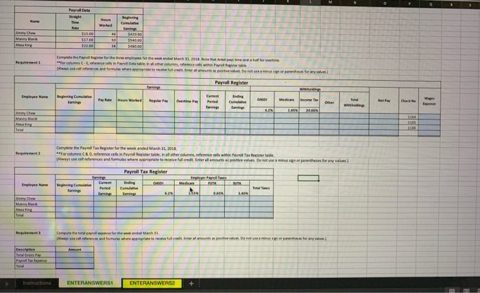 Solved L M N O P 1 Current Liabilities and Payroll 2 Using | Chegg.com