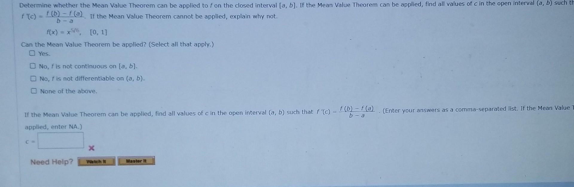 Solved Determine whether the Mean Value Theorem can be | Chegg.com