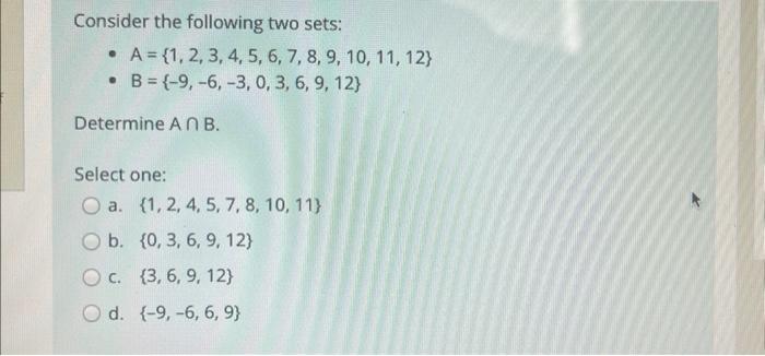 Solved Consider The Following Two Sets: - | Chegg.com