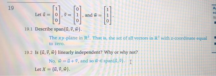 Solved 19 0 Let U 0 Y 1 And W A Es T 19 1 Describe Chegg Com