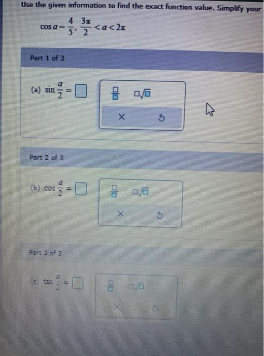 Solved Use the given information to find the exact function | Chegg.com