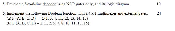 Develop a 3-to-8-line decoder using NOR gates only, | Chegg.com