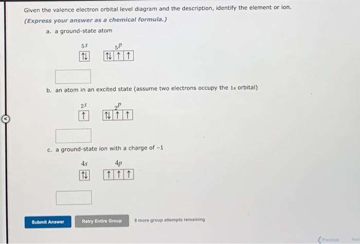 Solved Given the valence electron orbital level diagram and | Chegg.com