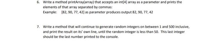 Solved 6. Write a method printArray(array) that accepts an | Chegg.com