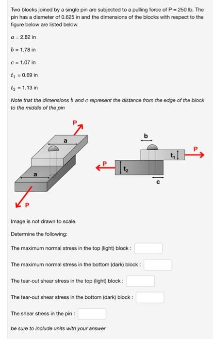 Solved Two blocks joined by a single pin are subjected to a | Chegg.com