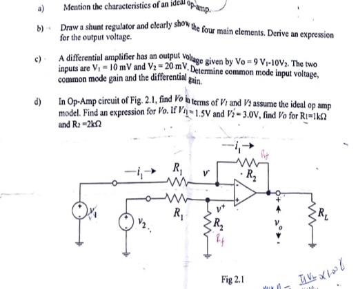 Solved B) -. Draw A Shunt Regulator And Clearly Show The | Chegg.com