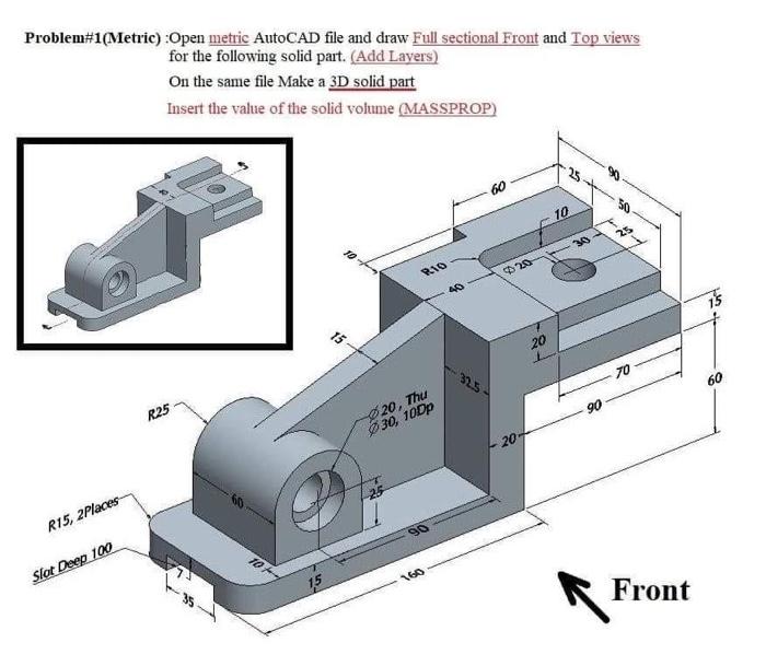 Solved Problem#1(Metric) :Open metric AutoCAD file and draw | Chegg.com