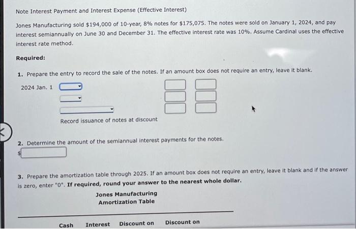 Solved Note Interest Payment and Interest Expense (Effective | Chegg.com