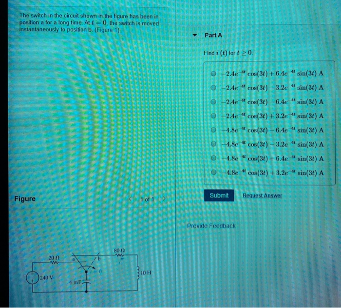 Solved ET The switch in the circuit shown in the figure has | Chegg.com
