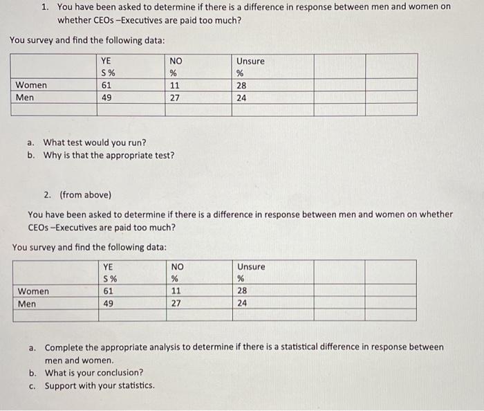 Solved 1. You have been asked to determine if there is a | Chegg.com