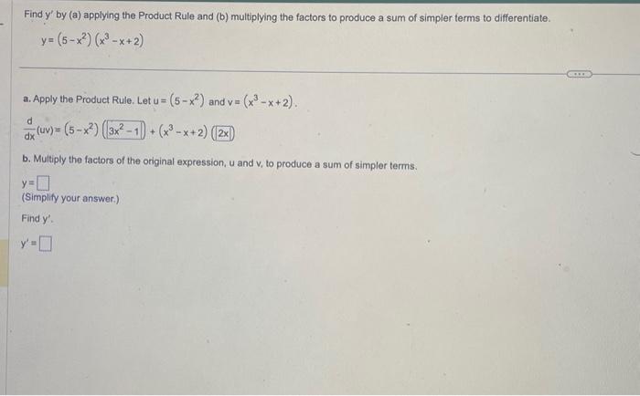 Solved Find Y′ By A Applying The Product Rule And B