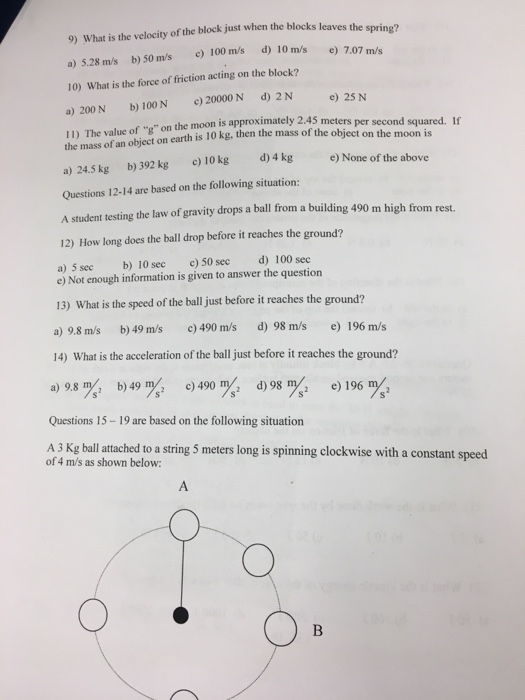 What Is The Velocity Of The Block Just When The Bl Chegg Com What Is The Velocity Of The Block Just When The Bl Chegg Com
