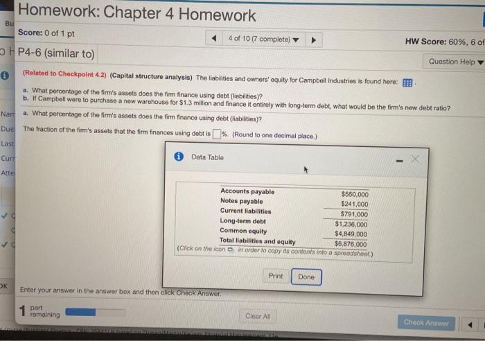Solved Homework: Chapter 4 Homework Bu Score: 0 of 1 pt 4 of | Chegg.com