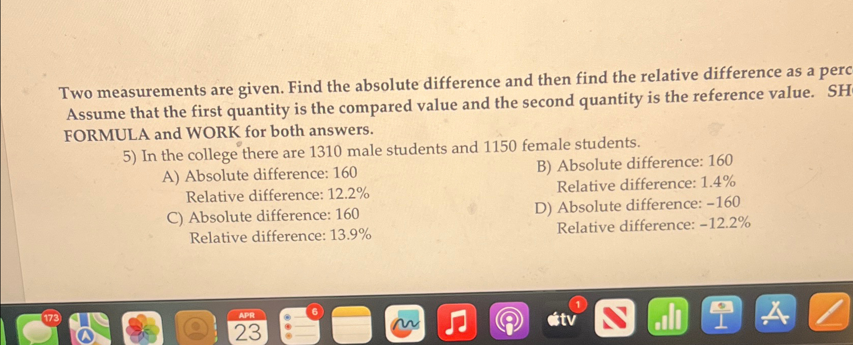 Solved Two measurements are given. Find the absolute | Chegg.com