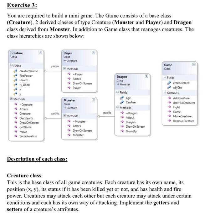 Solved Exercise 3: You are required to build a mini game. | Chegg.com