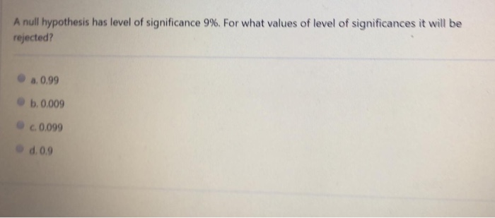 define null hypothesis and level of significance