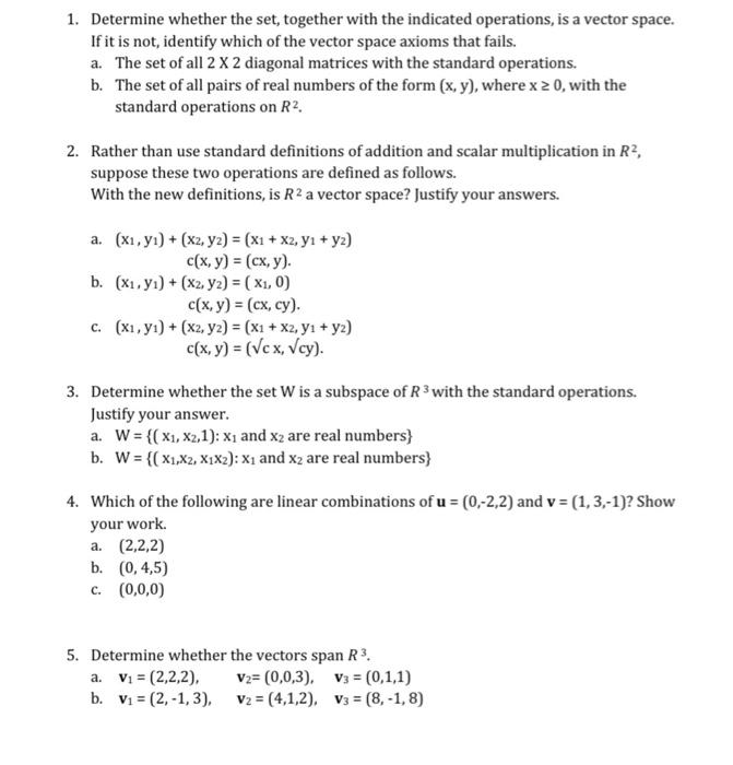 Solved 1 Determine Whether The Set Together With The