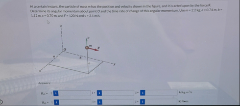 Solved At a certuin instant, the particle of mass m ﻿has the | Chegg.com