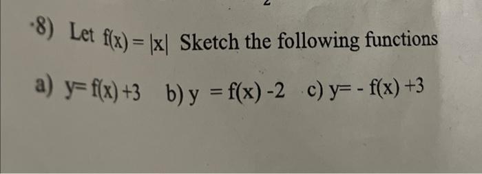 Solved 8 Let F X X Sketch The Following Functions A