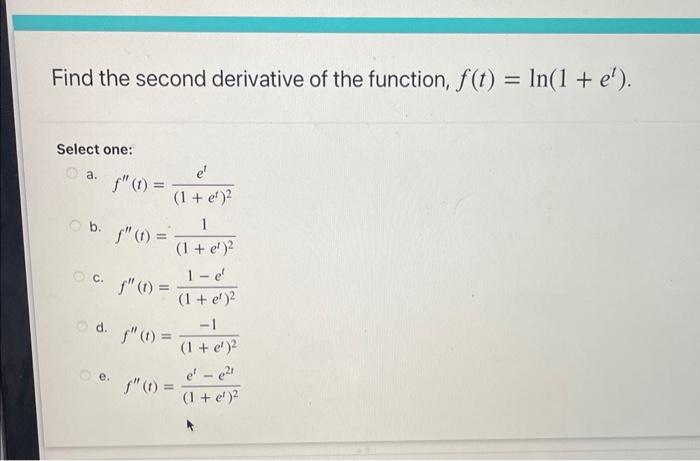 Solved Find the second derivative of the function, | Chegg.com