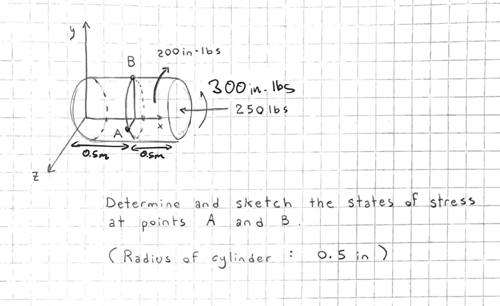 Solved Determine and sketch the states of stressat points A | Chegg.com