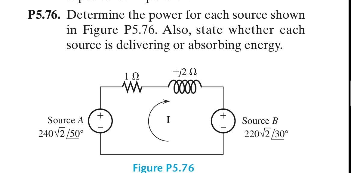 Solved P5 76 Determine The Power For Each Source Shown In Chegg Com