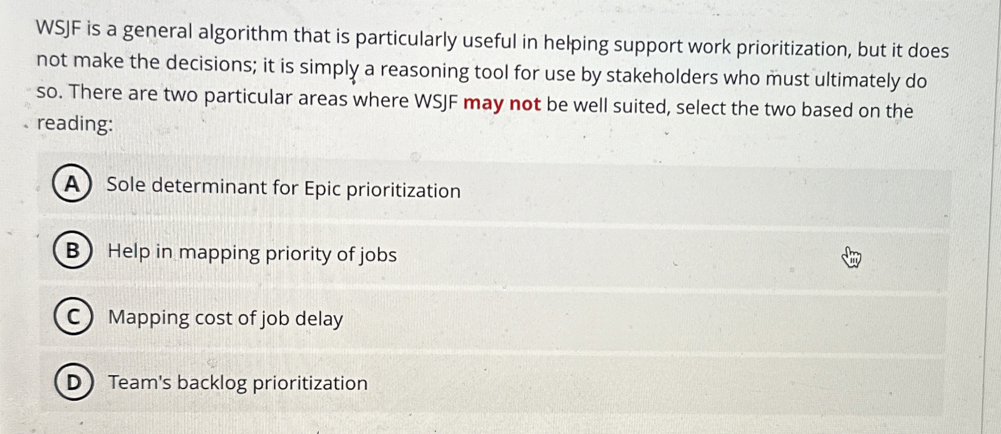 Solved WSJF is a general algorithm that is particularly | Chegg.com
