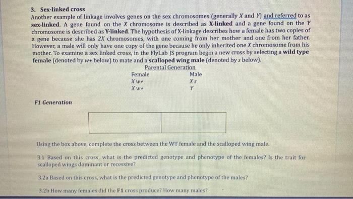 Solved 3 Sex Linked Cross Another Example Of Linkage