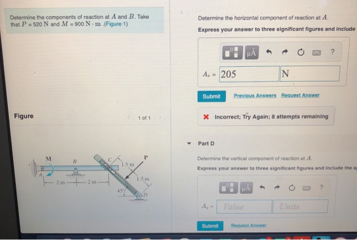 Solved Determine The Components Of Reaction At A And B. Take | Chegg.com