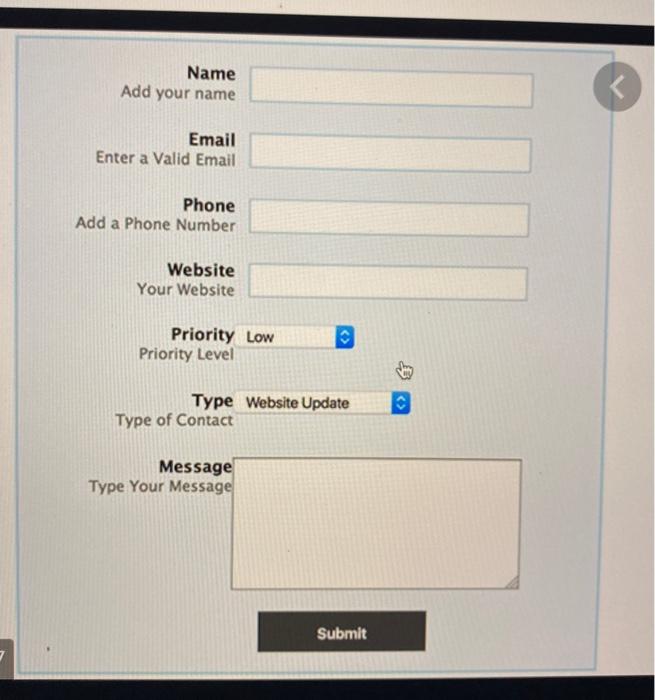 Solved I need a Contact Form in HTML & CSS ( very similar to | Chegg.com