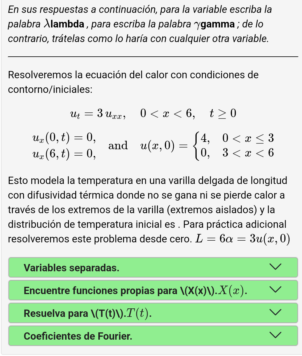 En sus respuestas a continuación, para la variable escriba la palabra \( \lambda \) lambda, para escriba la palabra \( \gamma