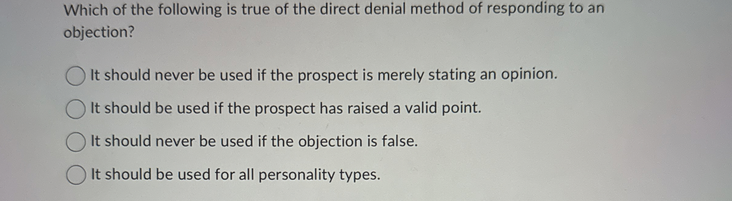 Solved Which of the following is true of the direct denial | Chegg.com