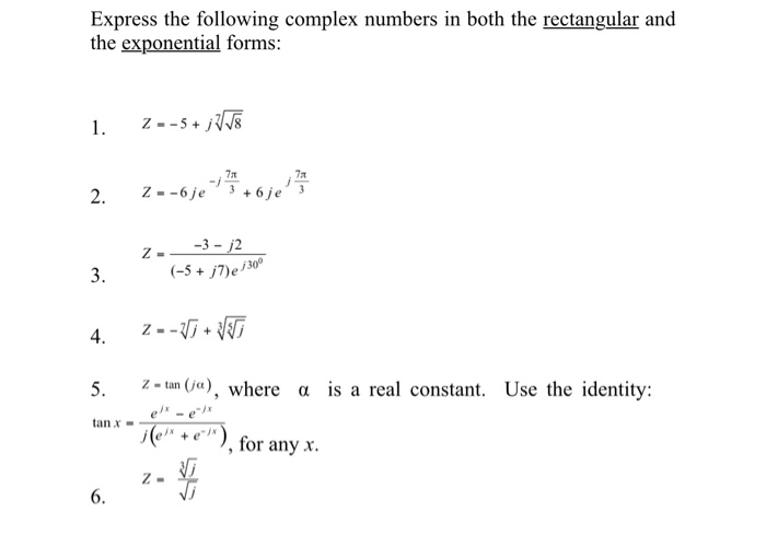 Solved Express the following complex numbers in both the | Chegg.com