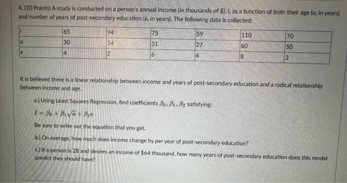 Solved 4. (10 Points) A study is conducted on a person's | Chegg.com