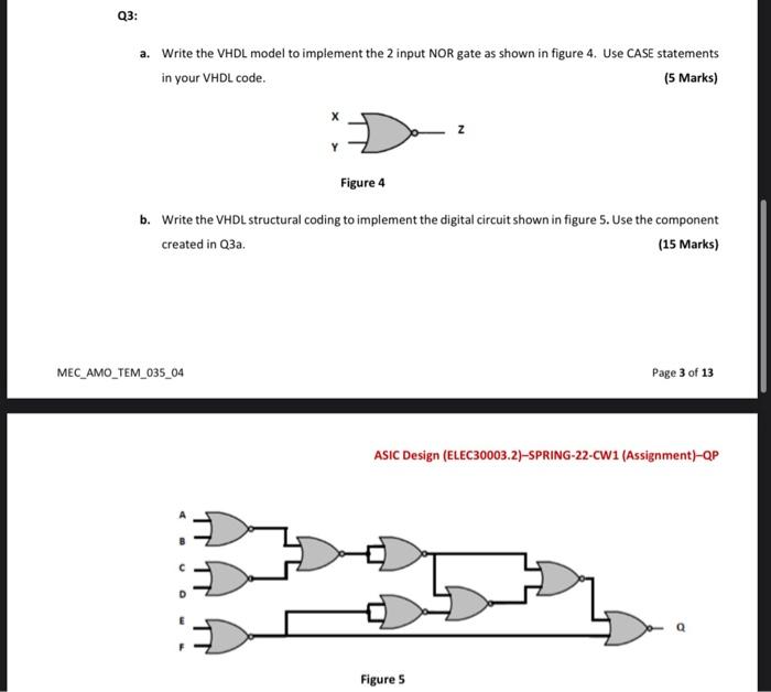 Solved Q3: A. Write The VHDL Model To Implement The 2 Input | Chegg.com