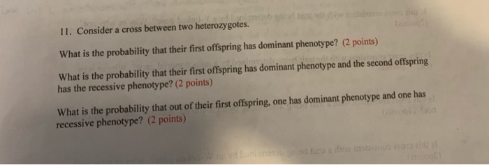 Solved 11. Consider A Cross Between Two Heterozygotes. What | Chegg.com