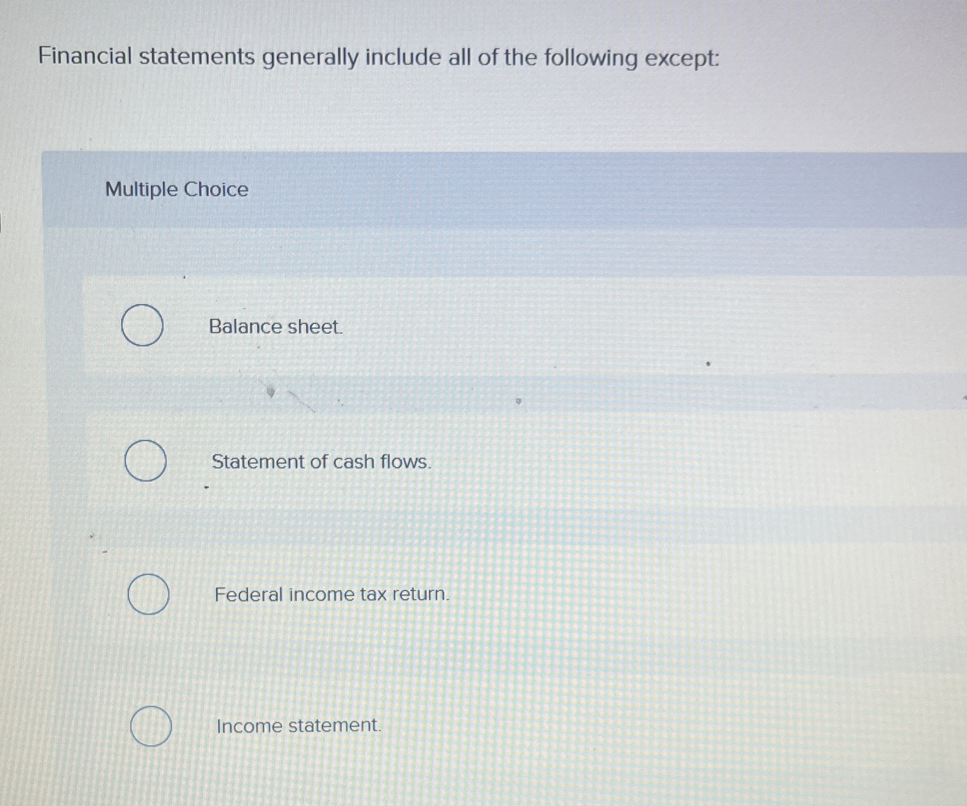 Solved Financial statements generally include all of the | Chegg.com