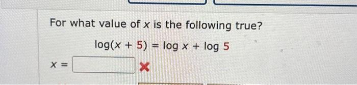 value of log x formula