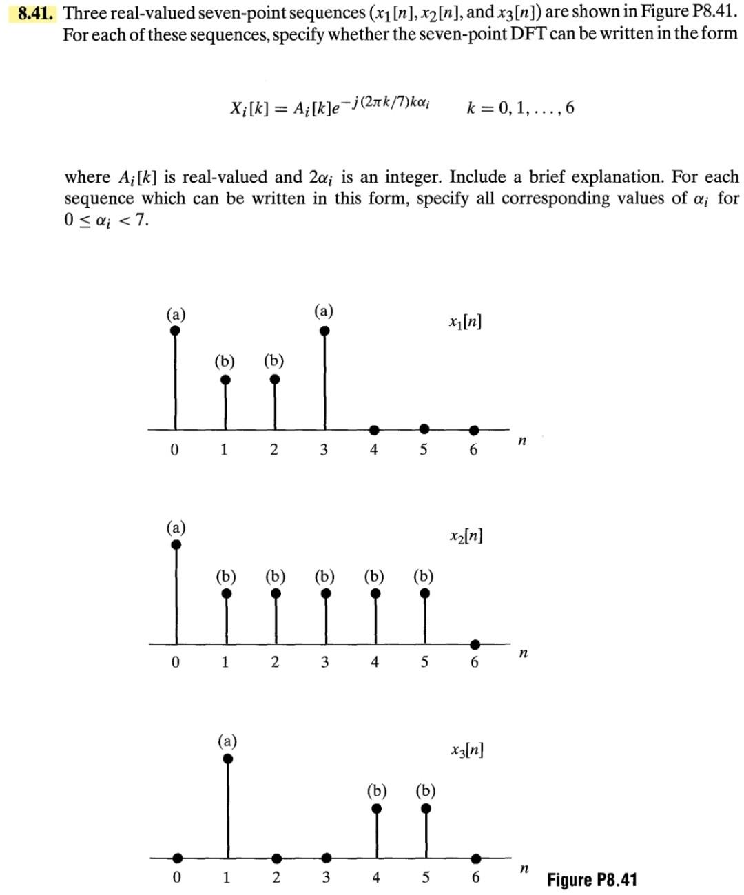 Solved 41. Three real-valued seven-point sequences | Chegg.com