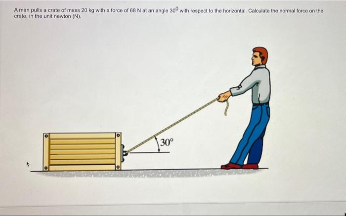 Solved A man pulls a crate of mass 20 kg with a force of 68 | Chegg.com