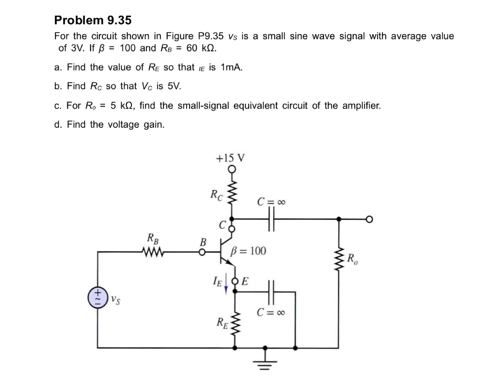 Solved Problem 9.35For the circuit shown in Figure P9.35 ﻿vs | Chegg.com