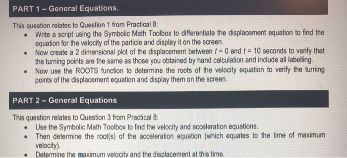 Solved PART 1 - General Equations. This question relates to | Chegg.com
