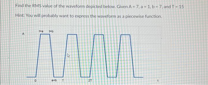 Solved Find the RMS value of the waveform depicted below. | Chegg.com