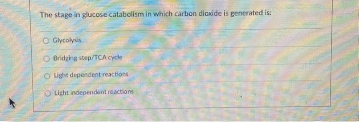 Solved the stage in glucose catabolism in which carbon | Chegg.com